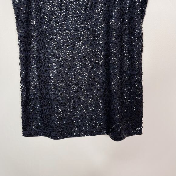 J Crew Womens XXS Navy Blue Sequin Scoop Neck Tank Top Cotton Blouse 2XS - Picture 5 of 9